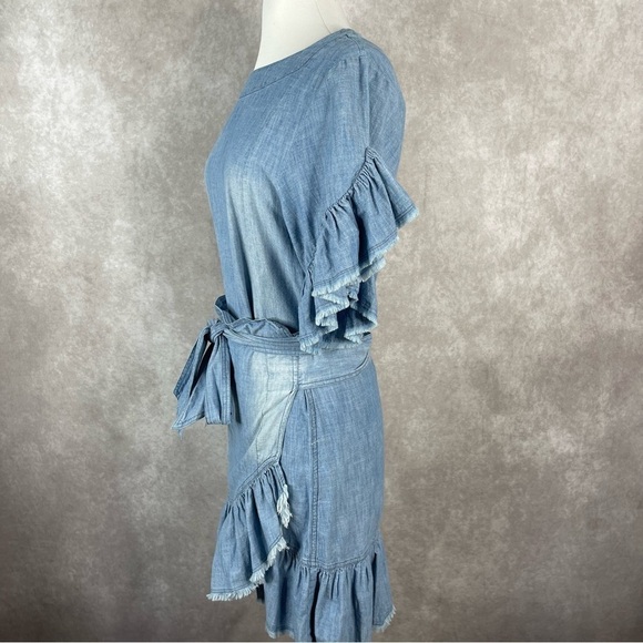 Isabel Marant Etoile Chambray Lelicia Faux Wrap Dress In Blue Size EU 36 US S - Picture 5 of 13
